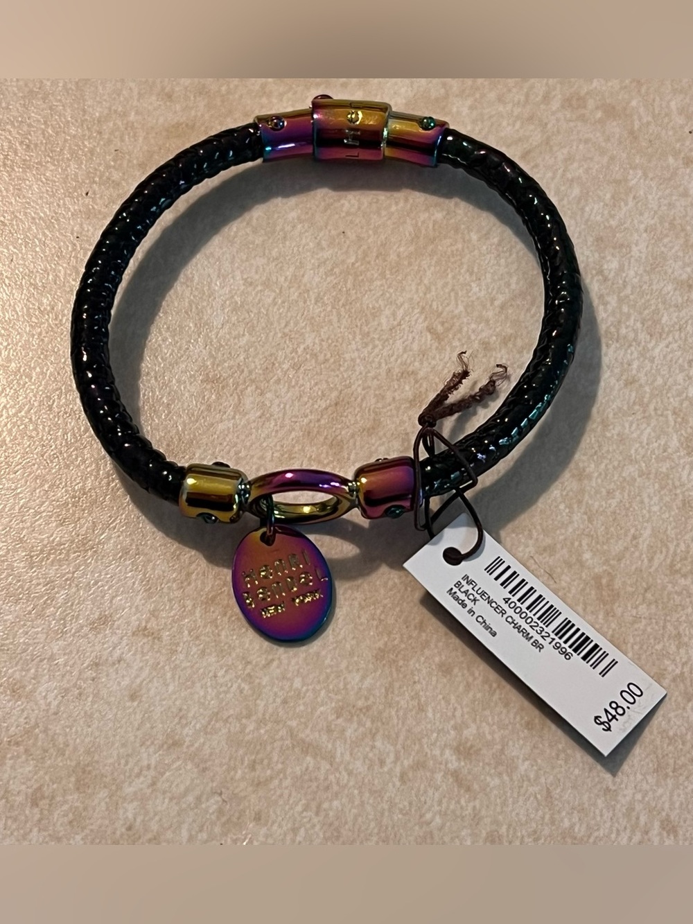 henri bendel Black Influencer Charm Bracelet with Iridescent Charm